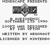 Loopz title screen for GameBoy